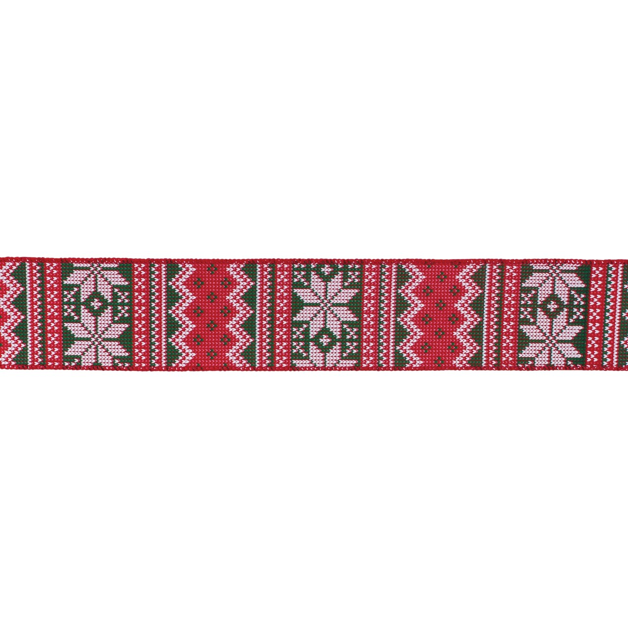 Melrose Nordic Snowflake Wired Craft Christmas Ribbon - 2.5" x 20 Yards - Green and Red
